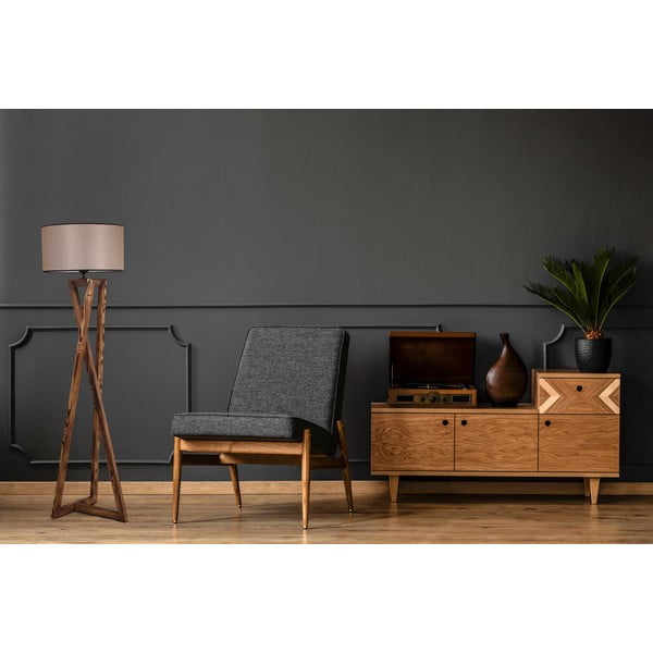 Lampadar maro cu abajur textil (înălțime 149 cm) Maçka – Opviq lights-image-1