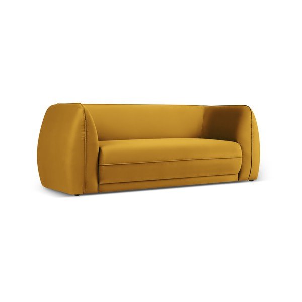 Canapea galbenă cu tapițerie din catifea 190 cm Lando – Micadoni Home-image-2