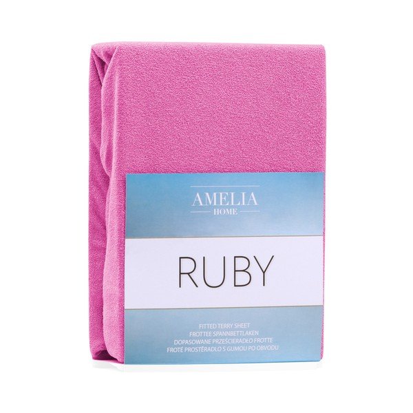 Cearșaf elastic pentru pat dublu AmeliaHome Ruby Siesta, 200-220 x 200 cm, fucsia-image-1