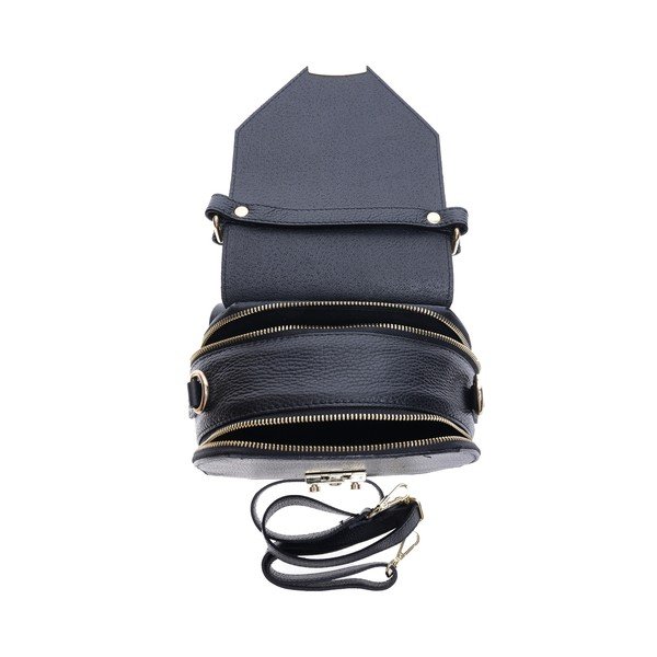 Geantă de umăr din piele Roberta M Rosa, negru-image-4