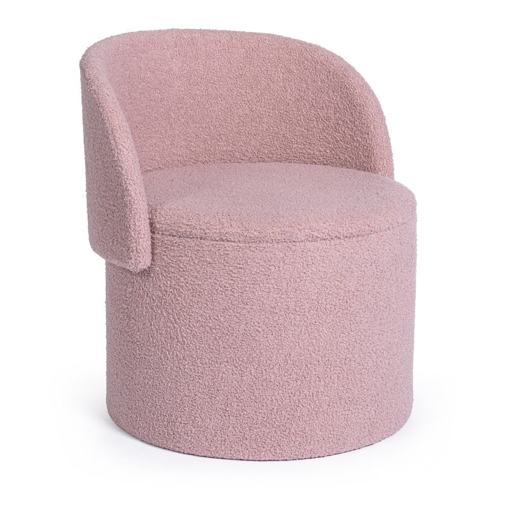 Puf roz prăfuit cu tapițerie din țesătură bouclé Anthea – Yes Everyday