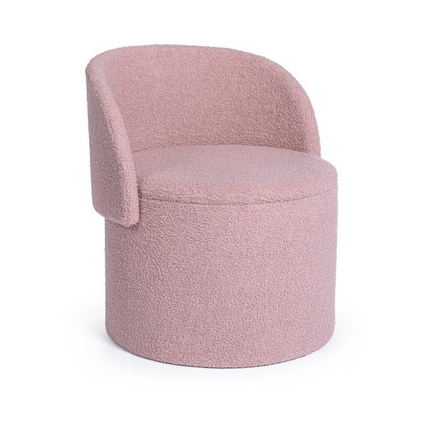Puf roz prăfuit cu tapițerie din țesătură bouclé Anthea – Yes Everyday