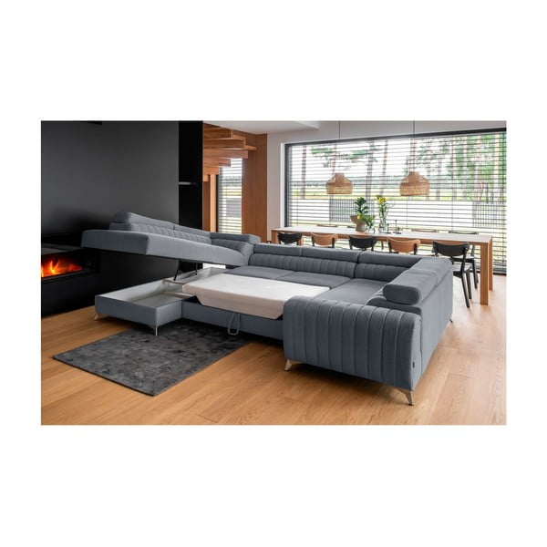 Colțar albastru extensibil/cu spațiu de depozitare (cu colț pe partea stângă/în formă de "U") Louis – ELTAP-image-4