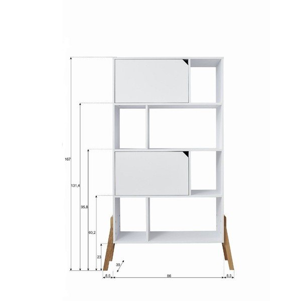 Bibliotecă din lemn de stejar BELLAMY Lotta, alb-image-3