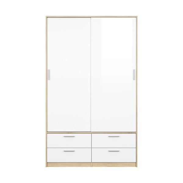 Șifonier alb/cu  aspect de lemn de stejar cu ușă glisantă 121x200 cm Line – Tvilum-image-1