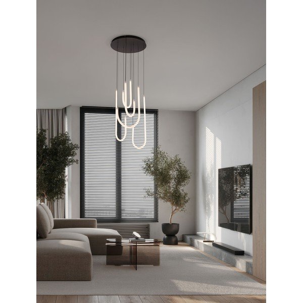 Lustră albă/negru-mat LED cu intensitate reglabilă din oțel cu abajur din sticlă acrilică ø 50 cm Topaz – Nova Luce-image-1