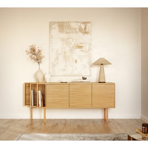 Comodă în culoare naturală cu aspect de lemn de stejar 189x65x44 cm Shift – Woodman-image-1