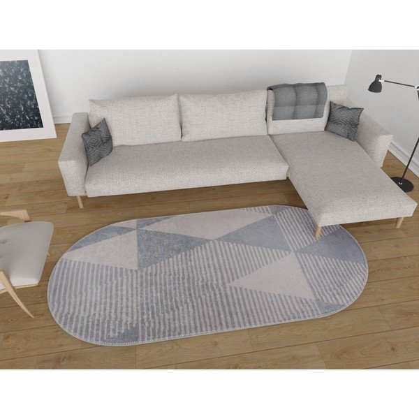 Covor gri lavabil 80x120 cm Oval – Vitaus-image-1