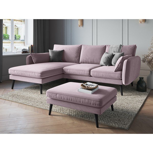 Taburet din catifea Kooko Home Lento, roz deschis-image-1