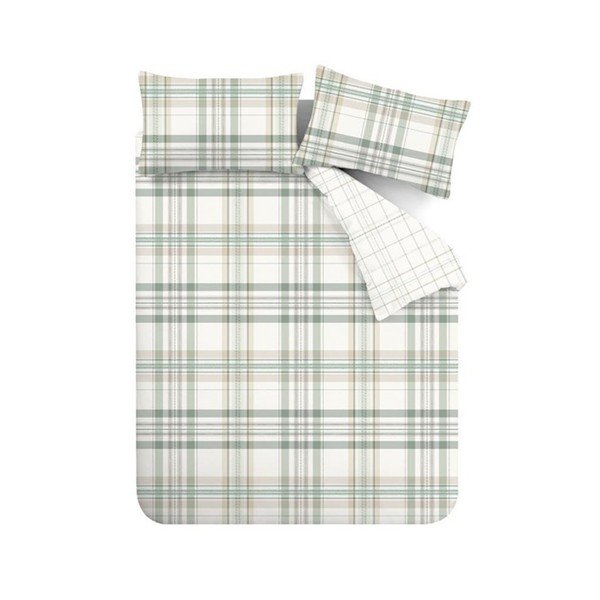 Lenjerie de pat verde pentru pat dublu/extinsă cu 3 piese 230x220 cm Cartmel Check – Catherine Lansfield