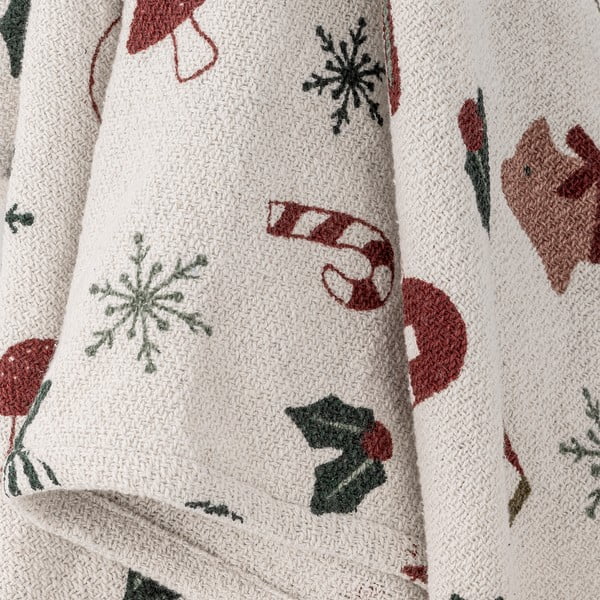 Pătură albă 130x160 cm  cu model de Crăciun Yule – Bloomingville-image-2