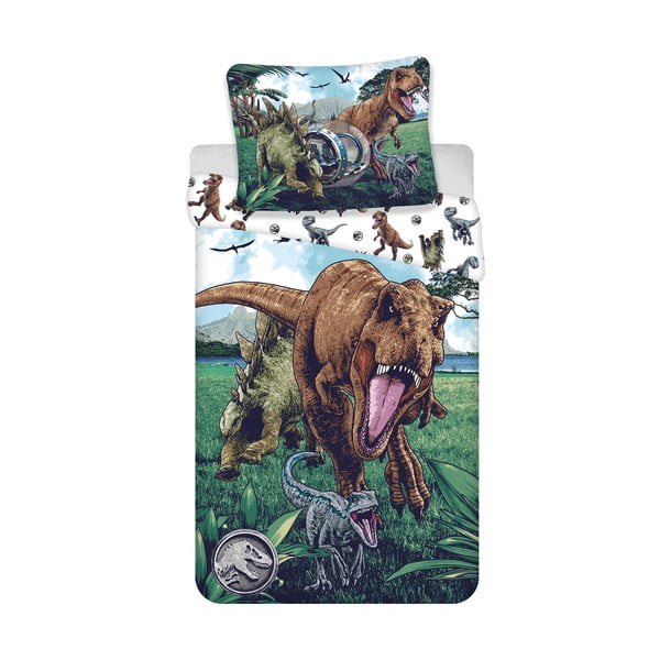 Lenjerie de pat pentru copii din bumbac pentru pat de o persoană 140x200 cm Jurassic World "Trio" – Jerry Fabrics