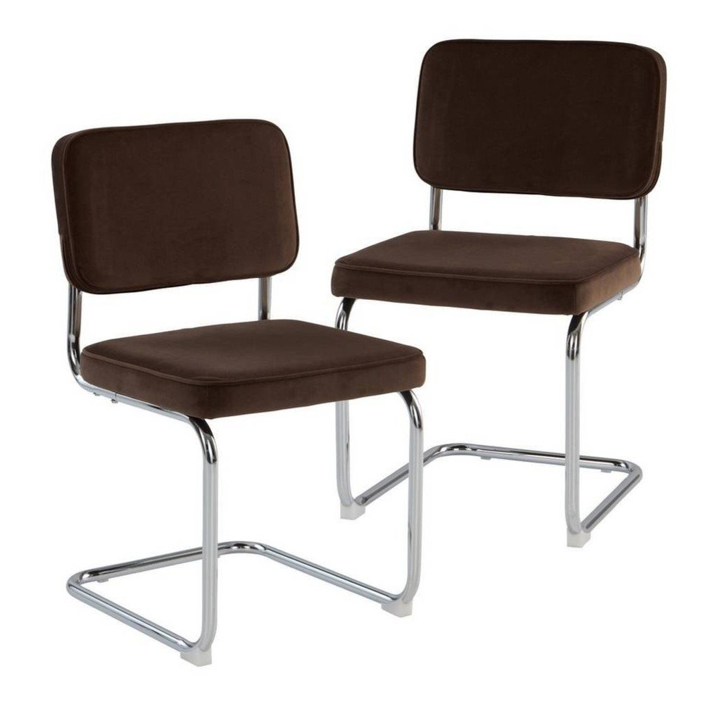 Scaune de dining maro balansoar 2 buc. din metal Hjo – Jotex