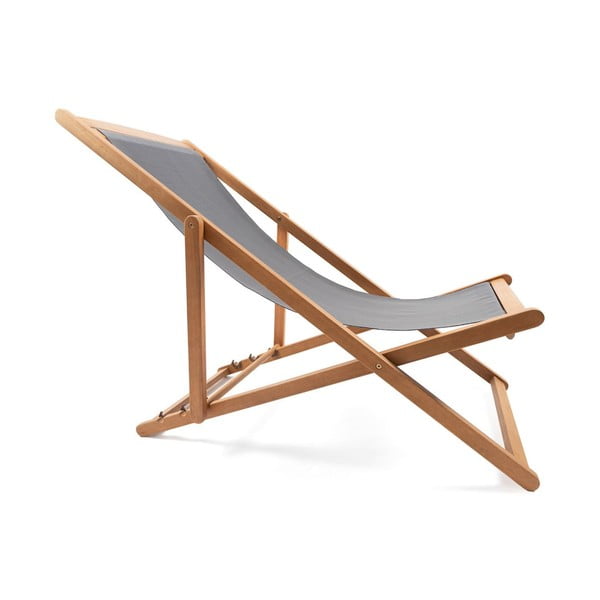 Șezlong de grădină pliabil din lemn de acacia gri Deck - Bonami Essentials-image-2