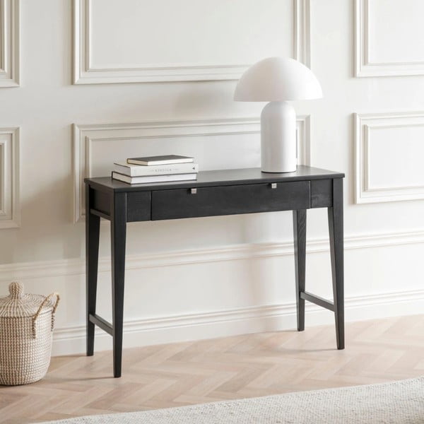 Masă consolă din lemn de stejar Rowico Fulla, negru-image-1