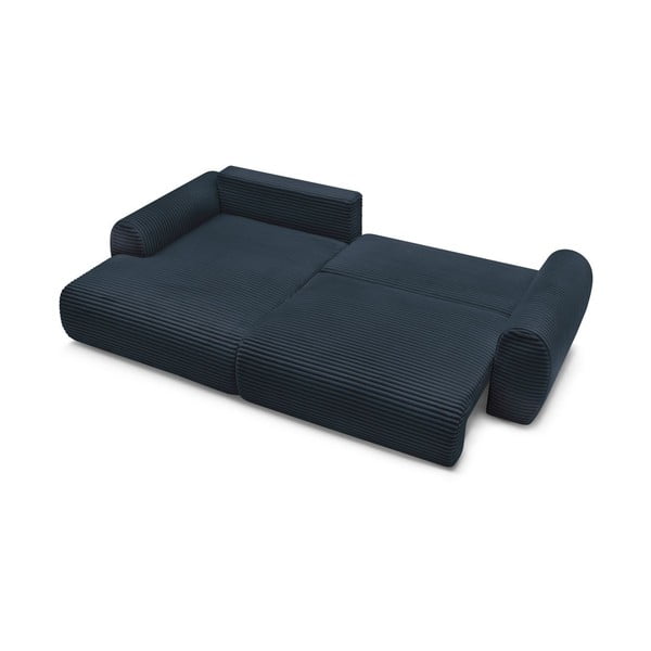 Colțar albastru închis extensibil cu tapițerie din catifea reiată  (cu colț pe partea stângă ) Lucien – Bobochic Paris-image-4