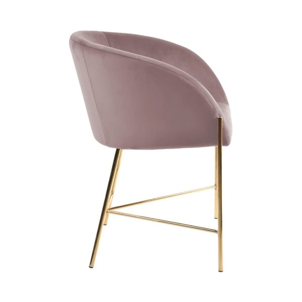 Scaun Interstil Nelson, roz pastel cu picioare aurii-image-2