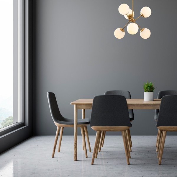 Lustră albă/aurie cu abajur din sticlă ø 55 cm Gondol – Opviq lights-image-1