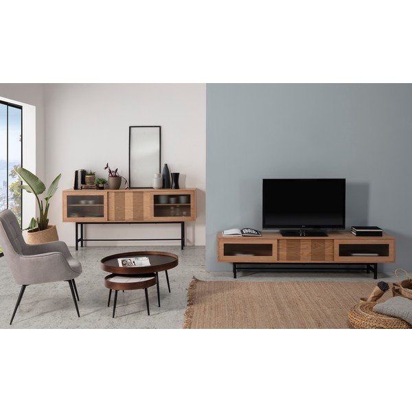 Comodă joasă în decor de lemn de stejar Markeric Malena-image-1