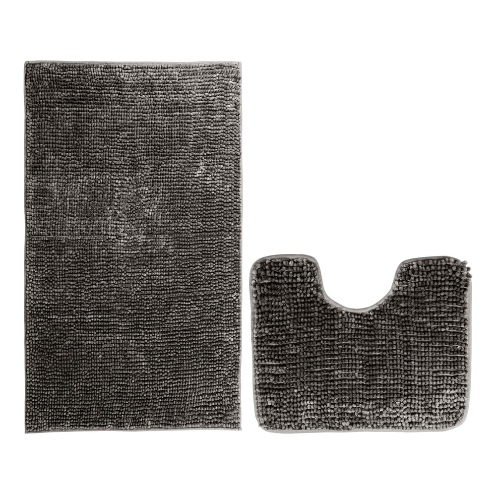 Covorașe de baie gri-închis pentru WC 2 buc. 80x50 cm Bati – Restilo