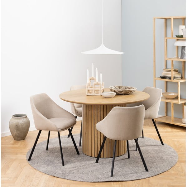 Masă rotundă de sufragerie cu blat în decor de stejar ø 120 cm Yale - Actona-image-1