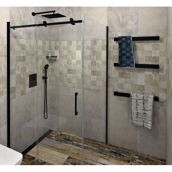 Suport pentru prosoape negru mat de montat pe perete Patron – Sapho-image-2