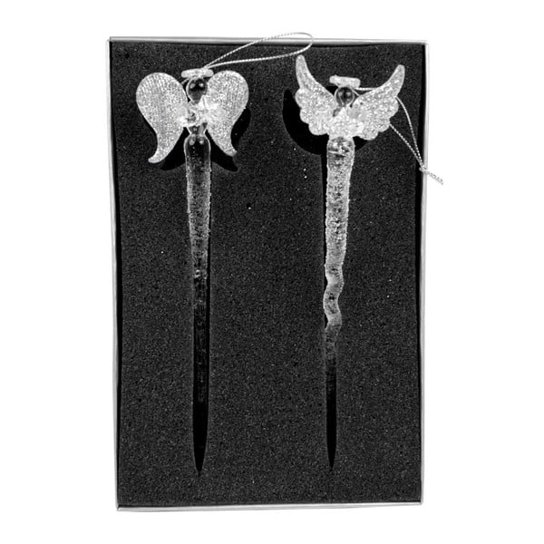 Set 2 decorațiuni în formă de țurțuri cu îngeri Ego Dekor, lungime 20 cm