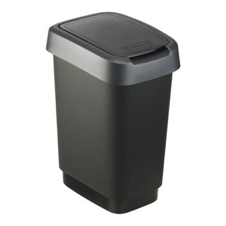 Coș de gunoi din plastic reciclat, argintiu-negru 10 l Twist - Rotho