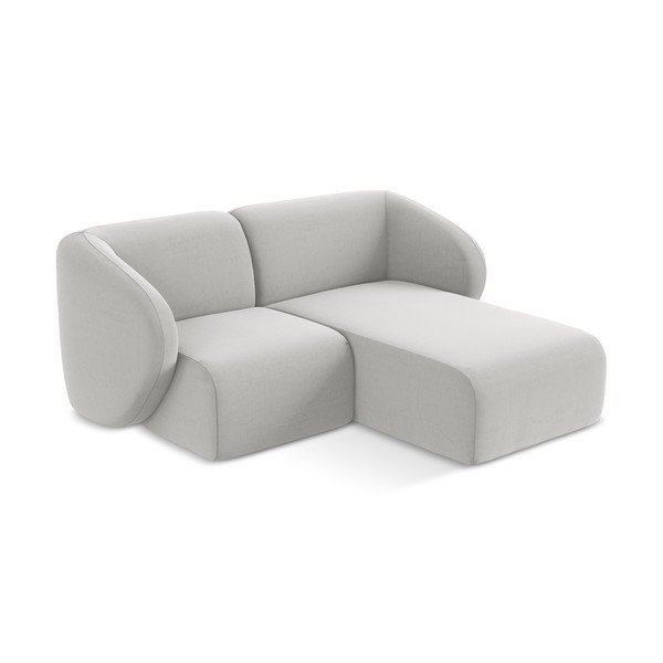 Colțar gri deschis cu tapițerie din catifea (cu colț pe partea dreaptă/cu șezlong) Lani – Makamii-image-2