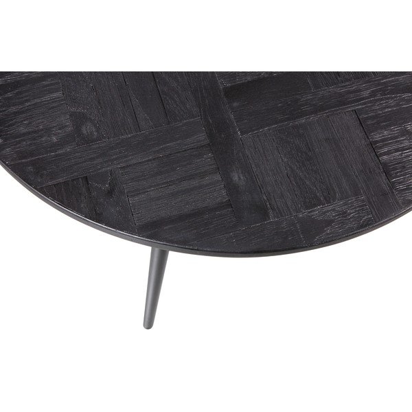 Măsuță de cafea neagră rotundă lemn de tec ø 74 cm Leo – WOOOD-image-3