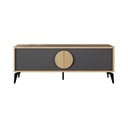Masă TV neagră/în culoare naturală cu aspect de lemn de stejar 140x51 cm Vae – Marckeric