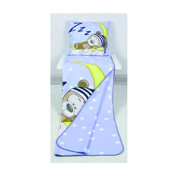 Set pătură și față de pernă  pentru copii albastru-deschis 85x125 cm – OYO kids