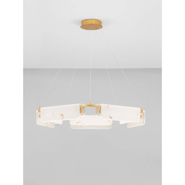 Lustră crem/alămie LED cu intensitate reglabilă cu aspect de marmură ø 93 cm Aider – Nova Luce-image-4