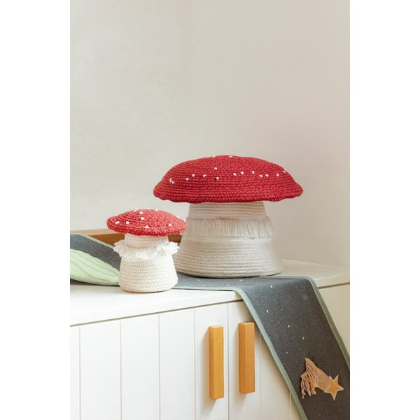 Coș de jucării pentru copii roșu-crem din material textil ø 38x33 cm Big Mushroom – Lorena Canals-image-1