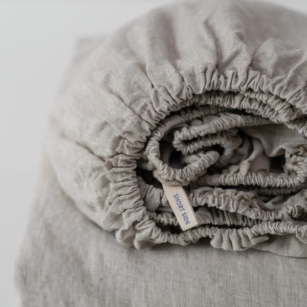 Cearceaf în culoare naturală din in cu elastic 140x200 cm Natural – Linen Tales-image-3
