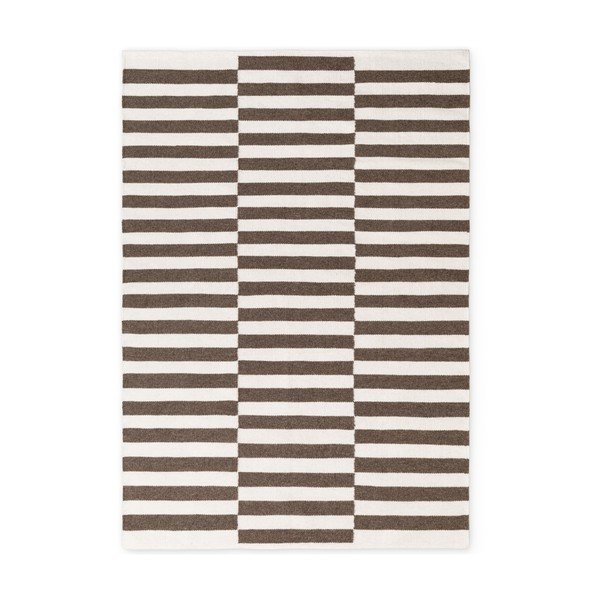 Covor alb/maro reversibil/țesut manual din lână 160x230 cm Vika – Hanse Home