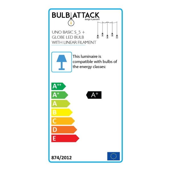 Lustră cu 5 becuri Bulb Attack Uno Basic Globe Clear, negru-image-1