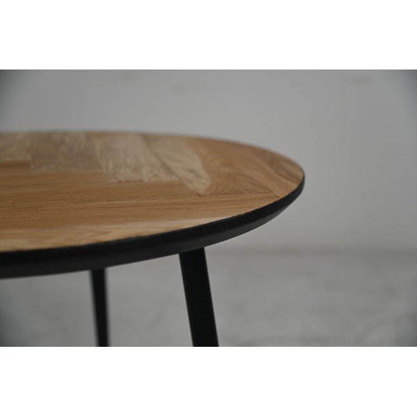 Măsuță de cafea neagră rotundă din lemn de stejar ø 60 cm Fishbone - HSM collection-image-1