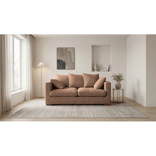 Canapea maro deschis cu tapițerie din catifea reiată  175 cm Comfy – Scandic-image-4