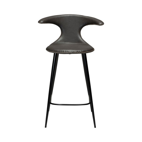 Scaun bar din piele artificială DAN–FORM Denmark Flair, gri închis, înălțime 90 cm-image-1