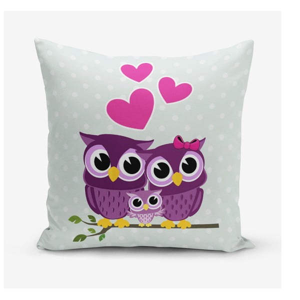 Față de pernă cu amestec din bumbac Minimalist Cushion Covers Hearts Owls, 45 x 45 cm