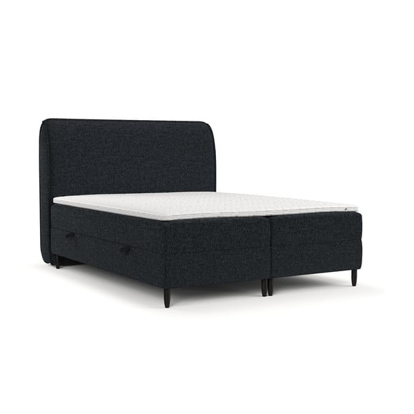 Pat boxspring negru cu spațiu de depozitare 200x200 cm Melba – Maison de Rêve