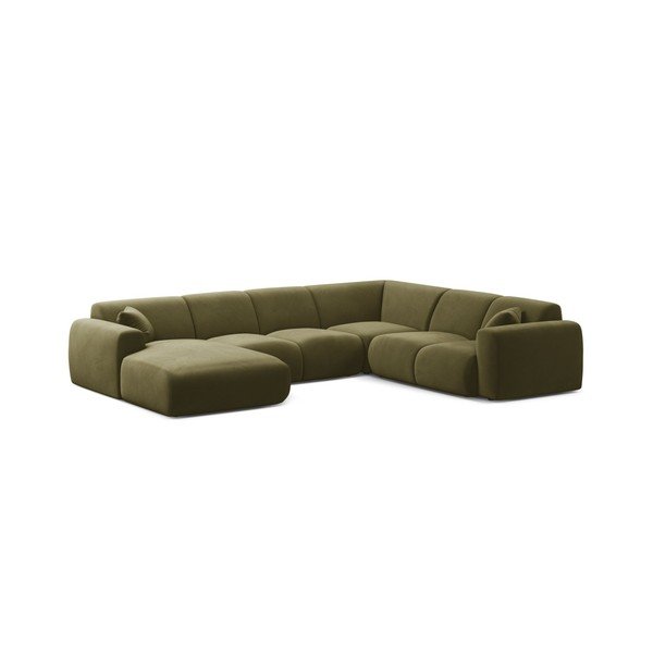 Colțar verde deschis cu tapițerie din catifea (în formă de "U") Molino – Micadoni 
