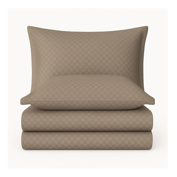 Lenjerie de pat maro din bumbac ranforcé pentru pat dublu, extinsă 240x220 cm Checkered – Mila Home Luxury