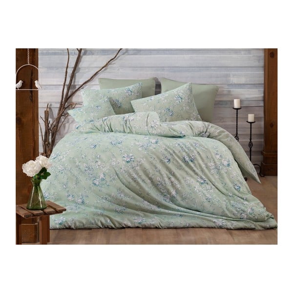 Lenjerie de pat cu cearșaf Shine, 160 x 220 cm, verde