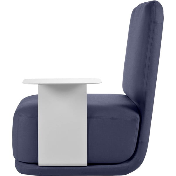 Fotoliu cu măsuță metalică albă Softline Standby High + Side Table, albastru închis