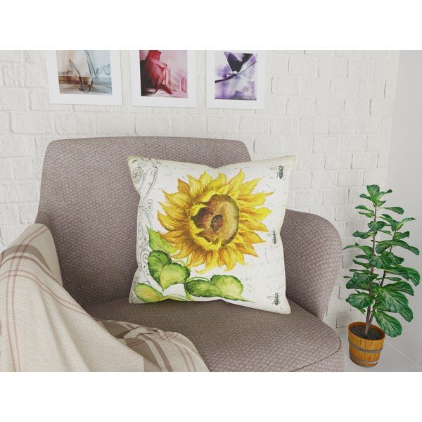 Față de pernă cu amestec din bumbac Vitaus Flowers, 42 x 42 cm-image-1