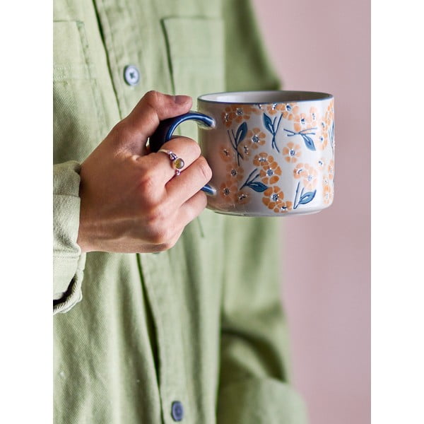 Cană albastră-bej din gresie 400 ml Myah – Bloomingville-image-1