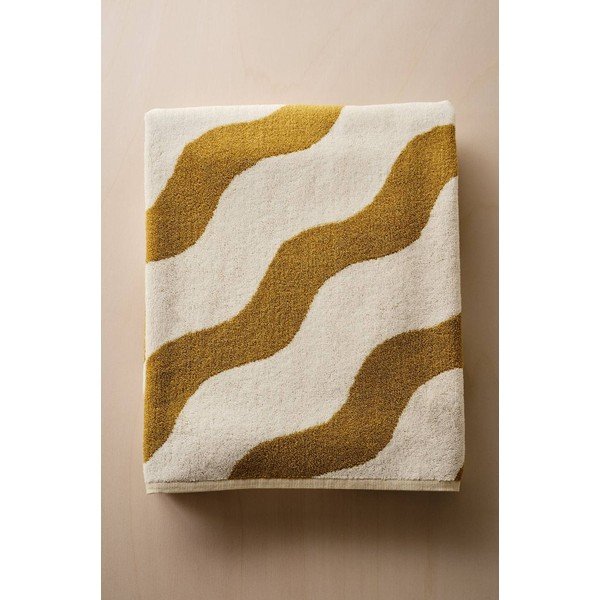 Prosop galben/crem din bumbac 90x150 cm Waves – Jotex-image-3