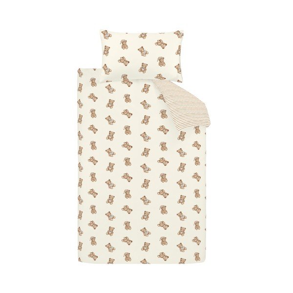 Lenjerie de pat pentru copii crem din flanelă pentru pat de o persoană 120x150 cm Brushed Teddy Bear – Catherine Lansfield